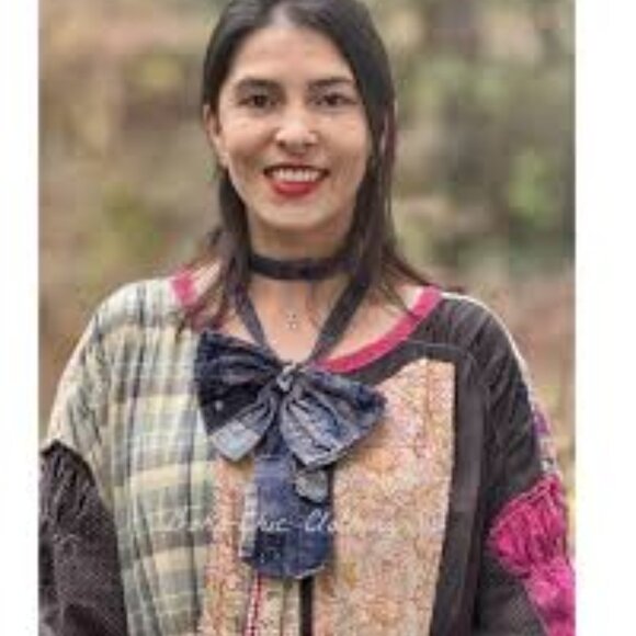 Magnolia Pearl Patchwork  Bowtie Denim Jabot OS NWT - Picture 3 of 6